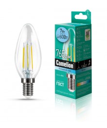 Эл. лампа светодиодная Camelion LED-C35- 7W-FL-/845/E14(Свеча 7Вт 220В, аналог 60Вт) уп.1/10/100