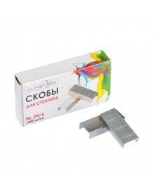 Скобы для степлера №24/6, 1000 шт. в карт.коробке, ClipStudio, 10шт/уп