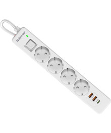 сет/фильтр DEFENDER DFS 145  5 метра белый (4 розеток) USB+TypeC