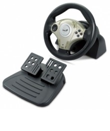 Руль Genius TwinWheel F1 Feedback, mini, с педалями, для PC, PlayStation2,  с виброотдачей