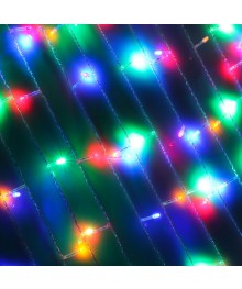 Эл.гирл.  СНОУ БУМ занавес, 272LED, 2x1,5м, мультицвет, 8 реж, ПВХ прозр., коннектор, 220В