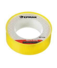 Лента ФУМ 1/2"(12мм)х0,075ммх10м  ЕРМАК 10шт/упбот оптом - кисти валики оптом, шпатели оптом по низким ценам в Новосибирске с доставкой в регионы.