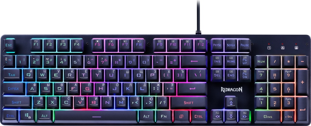 Клавиатура Redragon игоровая Nagato RU,RGB черный,anti-ghost, мемб Defender