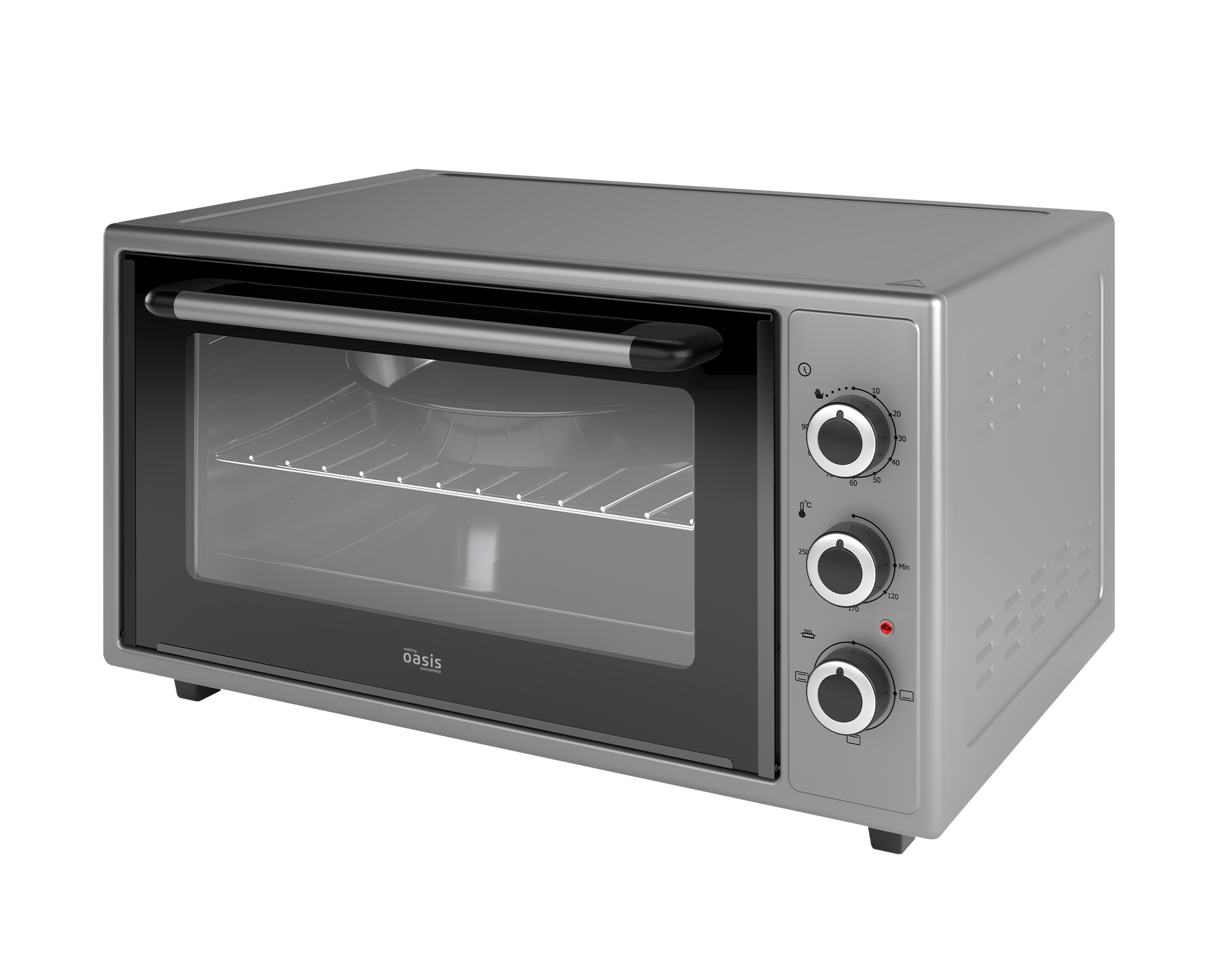 Духовка электрическая Oasis M-50G1 серый (50л, 1800Вт, решётка, кругл и прям противни, Турция)