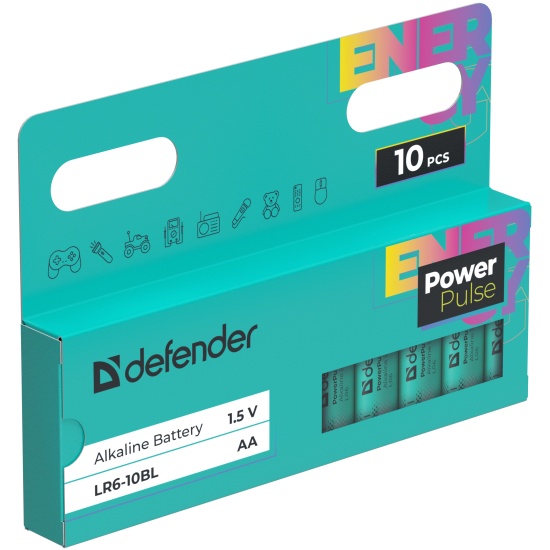 Бат LR6            Defender  10BL блистер 10шт PowerPulse