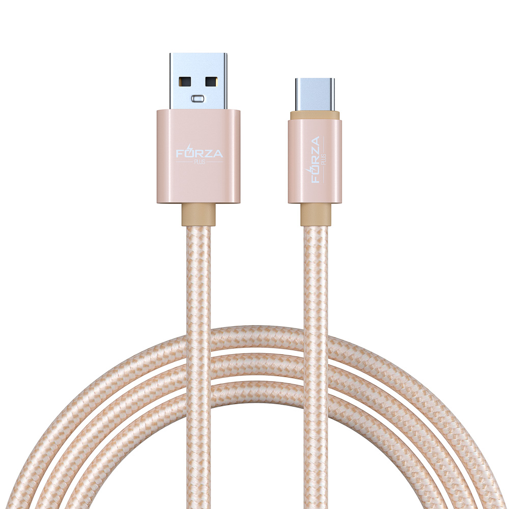 Кабель USB - TYPE C  FORZA Флоренция Type-C, 1.5м, 1.5А, тканевая оплётка, 3 цвета