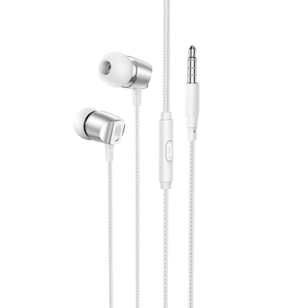Наушники BOROFONE BM66 вакуумные с микрофоном, 1,2 метра, jack 3.5, белый (76/304)