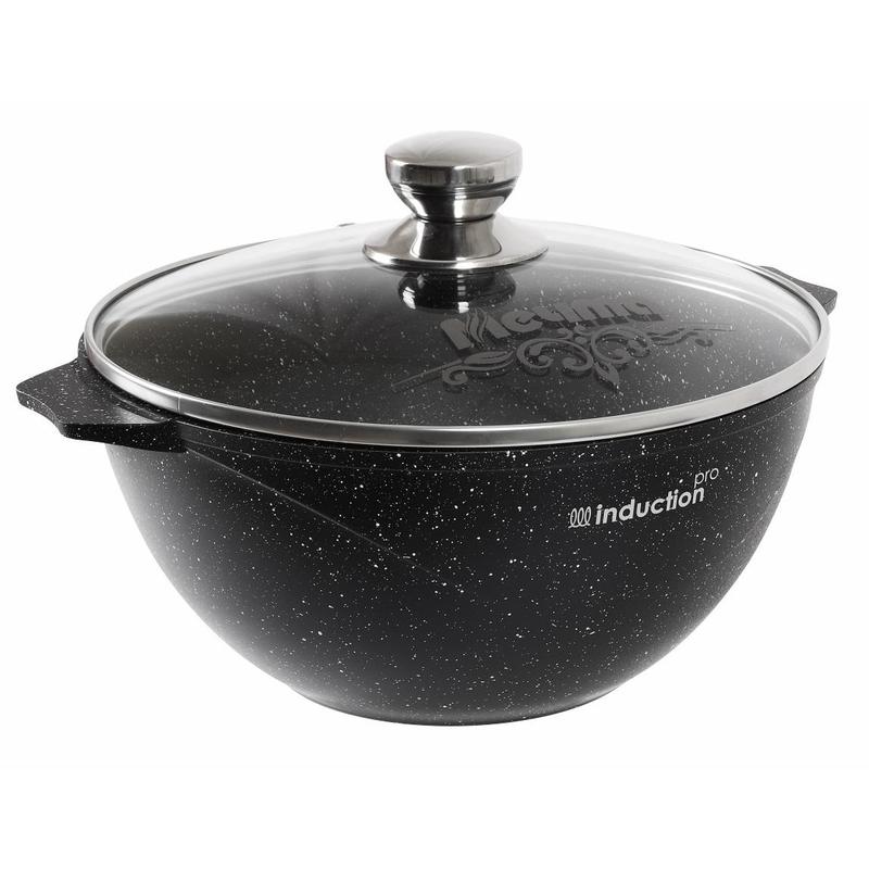 Мечта Казан для плова литой 4,5л АП Гранит black Induction Pro индукция, крышка, арт 54802И (4/1)