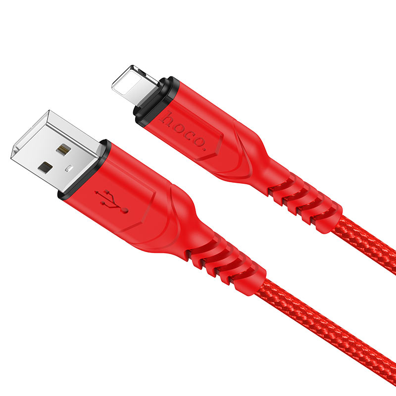 Кабель USB - 8pin HOCO X59 Victory 1 метр, 2.4A, нейлон, красный