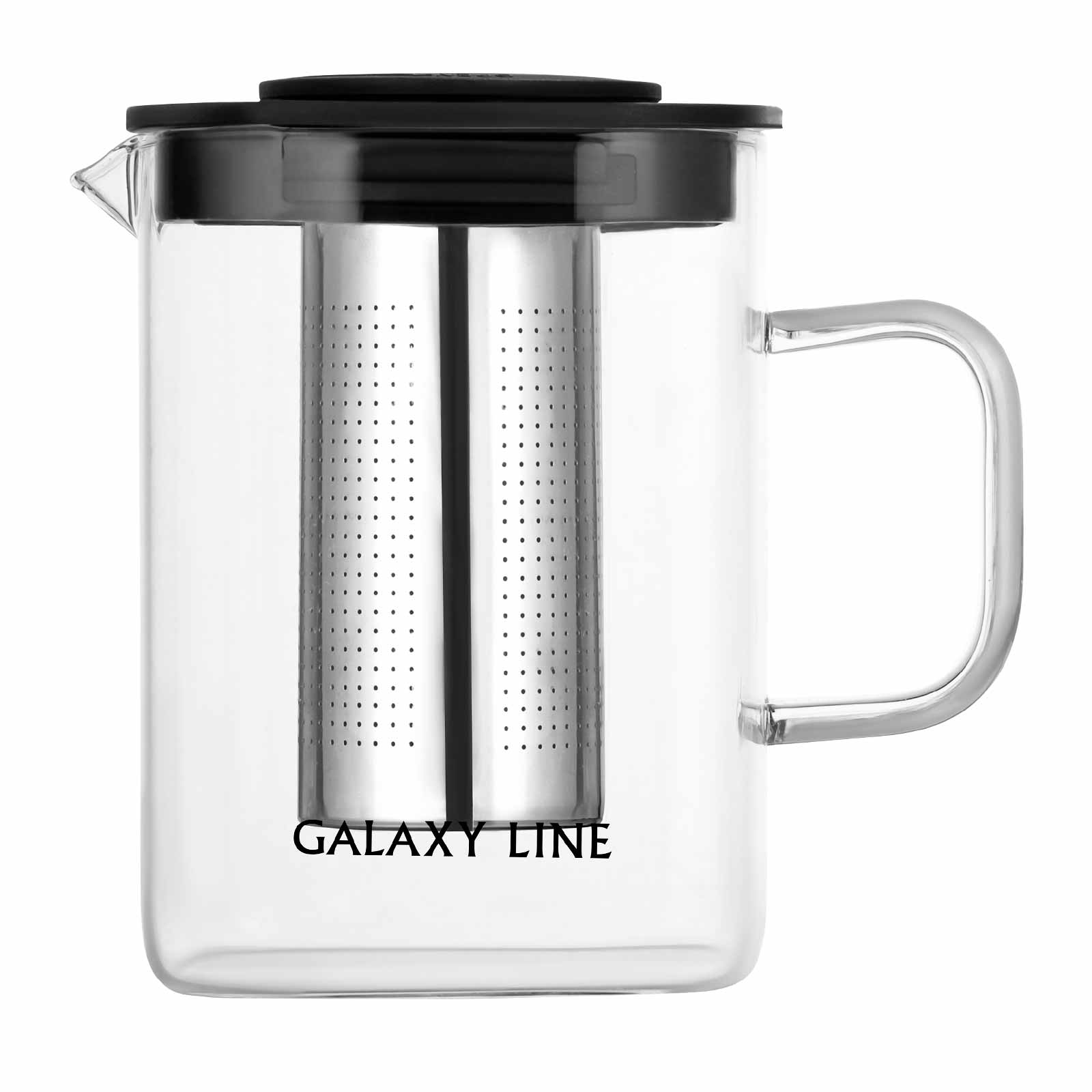 Чайник заварочный  Galaxy LINE GL 9359 1000 мл, стекл колба, носик антикапля, фильтр нерж (24/уп)
