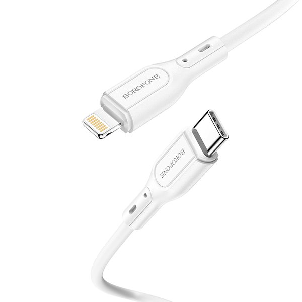 Кабель Type-С - 8pin (iOS Lighting) Borofone BX66 Wide way 1 метр, 20W, 3A, силикон, белый (360)