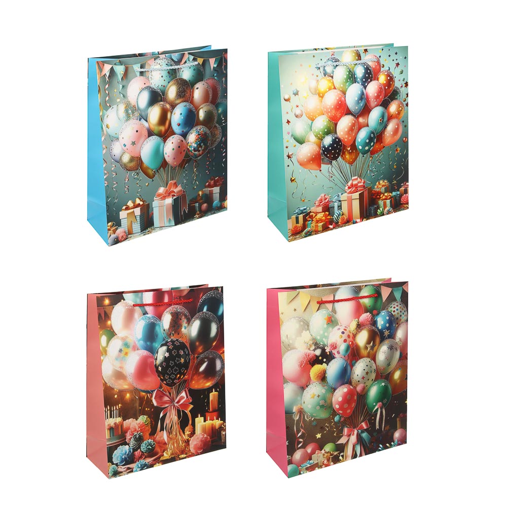 пакет подар бум 26x32x10 см Fntastic, бумага, 4 дизайна