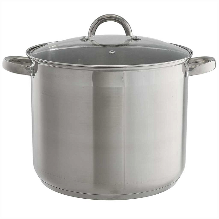 WEВBER Кастрюля BE-364/2  15л, нерж сталь со стеклянной крышкой,  28*23см