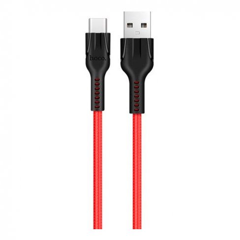Кабель USB - TYPE C  HOCO U31 1 метр, 3A, нейлон, красный (30/300)