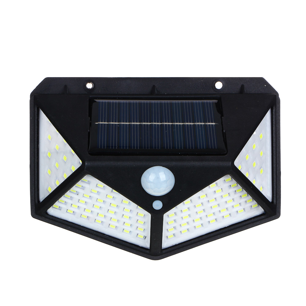 Фонарь ЕРМАК уличный настенный, на солнечной батарее, 100 LED, 1200мАч, 13,3x10x5см, пластик