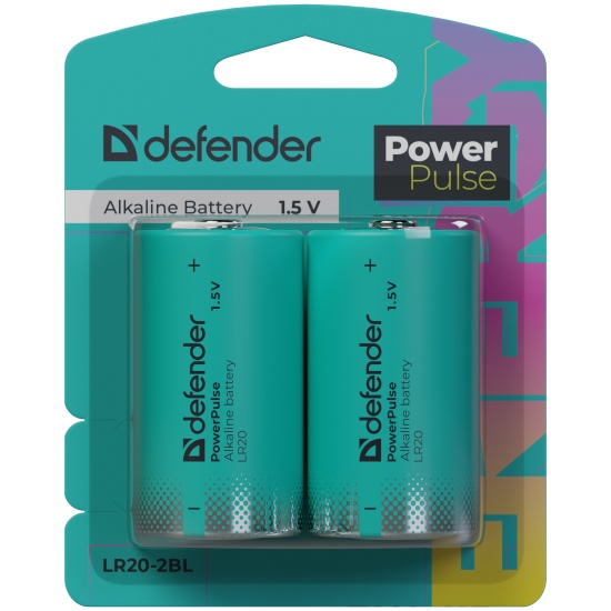 Бат LR20          Defender ВL-2 D в блистере 2шт PowerPulse