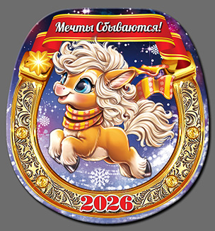 Магнит  2026 Символ Года "Подкова Год Лошади 10"