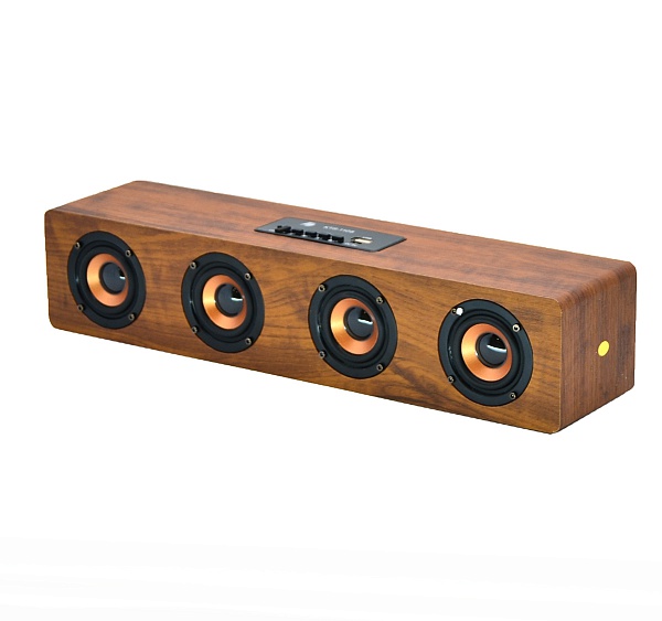 Колонка портативная с BLUETOOTH KTS-1108 дерево (15Вт, FM/USB/TF, аккум,  38*9*8см)