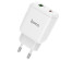 Блок пит USB сетевой  HOCO N5, PD20W+QC3.0, 1хUSB-А, 1хType-C, 3А, белый (12/120)