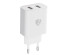 Блок пит USB сетевой  BY Double 10Вт, 2xUSB, 2А, 5В,110-240В, 50-60Гц, пластик белыйUSB Блоки питания, зарядки оптом с доставкой по России.