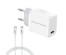 Блок пит USB сетевой  Орбита OT-APU63 Белый с TYPE-C + кабель Type-C - Type-C 1.2м (PD, 20Вт)