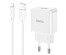 Блок пит USB сетевой  HOCO C106A + кабель Lightning Белый (1хUSB, 2.1А)