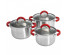 WEВBER Набор посуды 6 предметов ВЕ-624/6 (4) 2,2л, 3,0л, 4,0л со стеклянными крышками